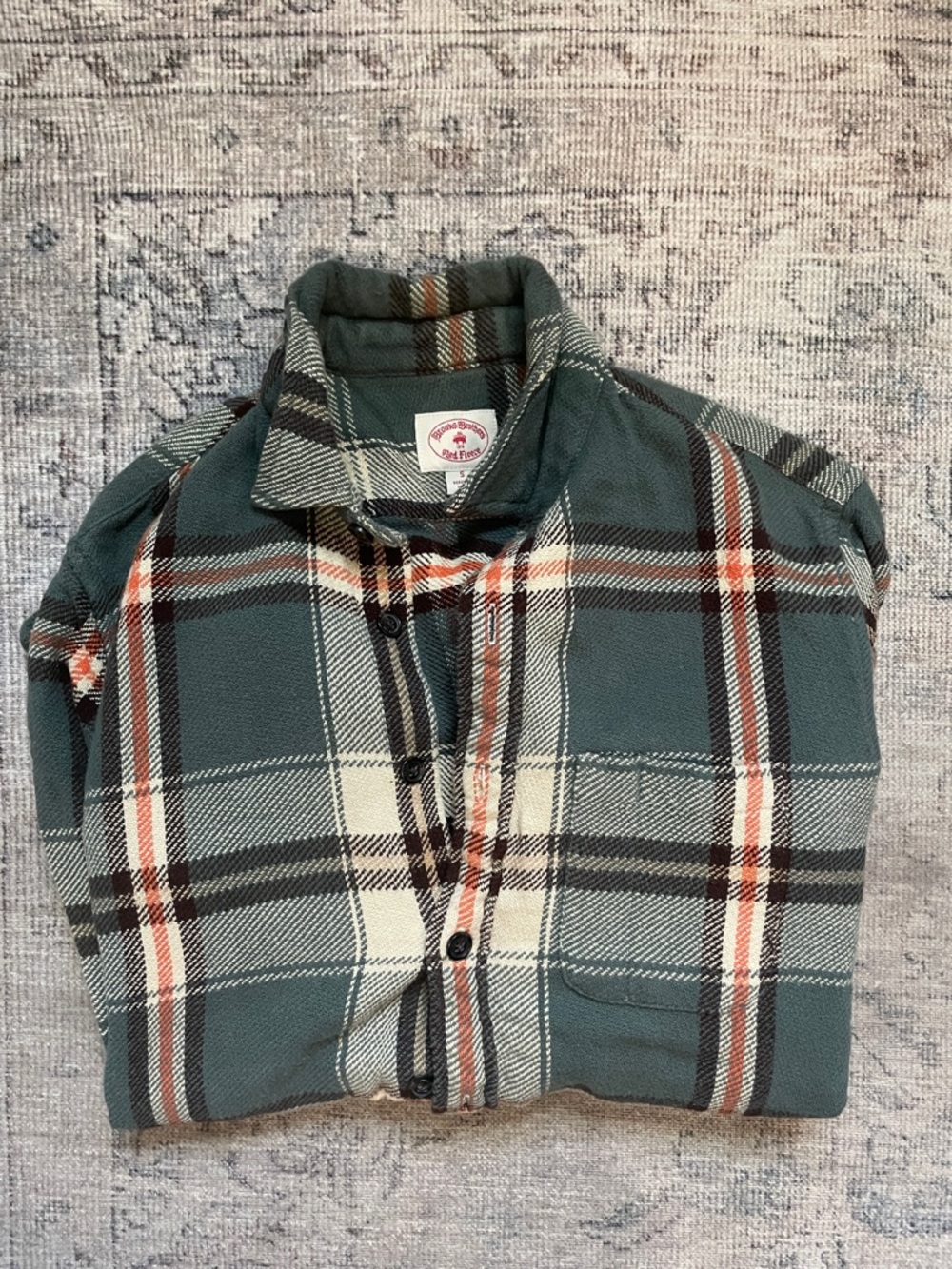 Brooks Brothers Green Plaid Button-Down Knit Shirt
